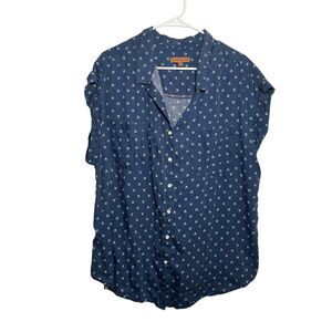Jachs Girlfriend Blouse Women's XXL Button Up Collared Short Sleeve Pocket